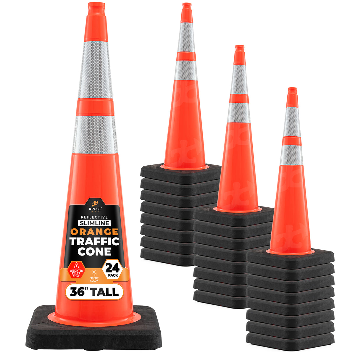 36" Slimline Orange Traffic Cone