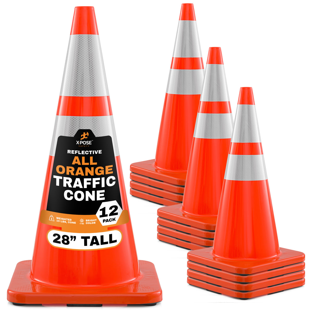 28" All Orange Traffic Cone