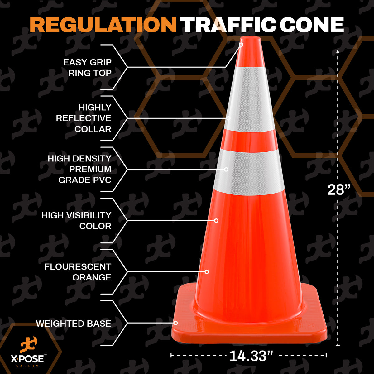 28" All Orange Traffic Cone