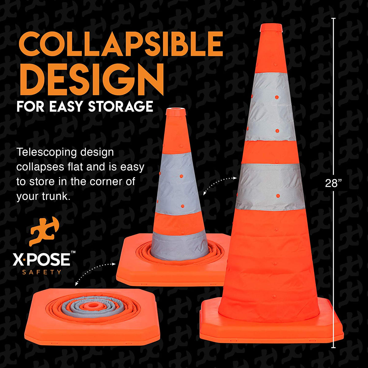 28" Orange Collapsible Traffic Cone