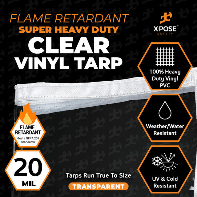 Clear Vinyl Fire Retardant Tarp 20 Mil