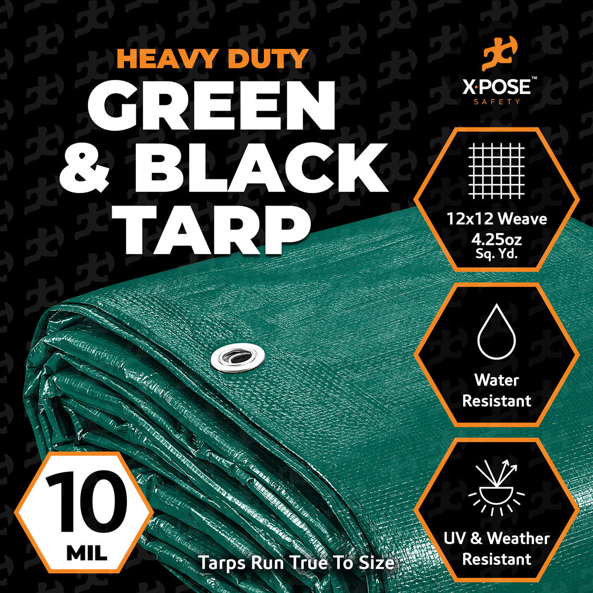 10 Mil Green Black Heavy Duty Poly Tarp