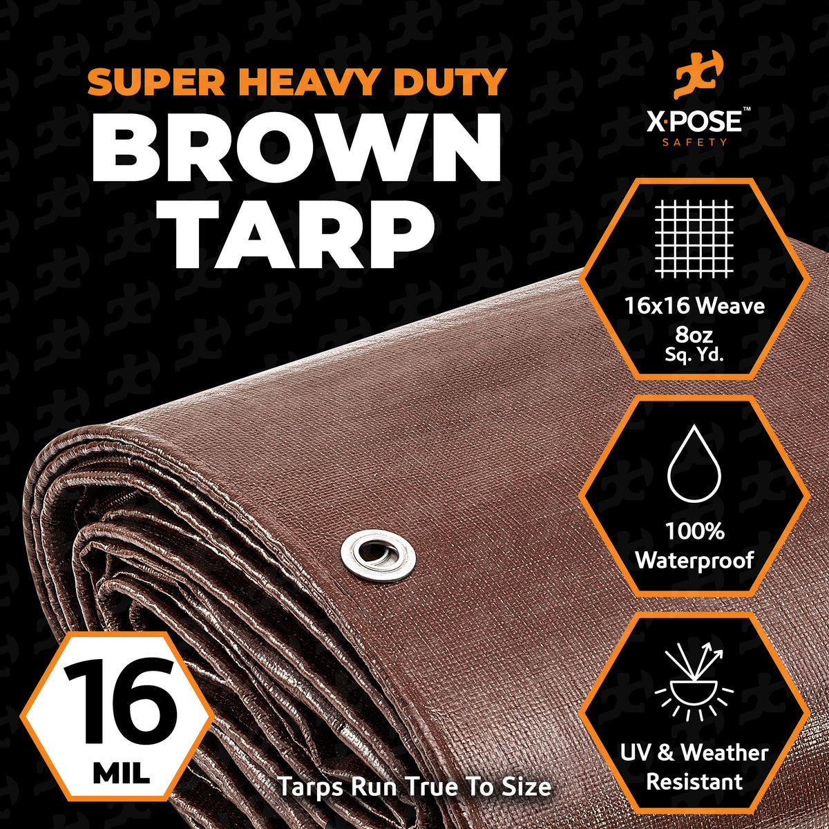 16 Mil Brown Super Heavy Duty Poly Tarp