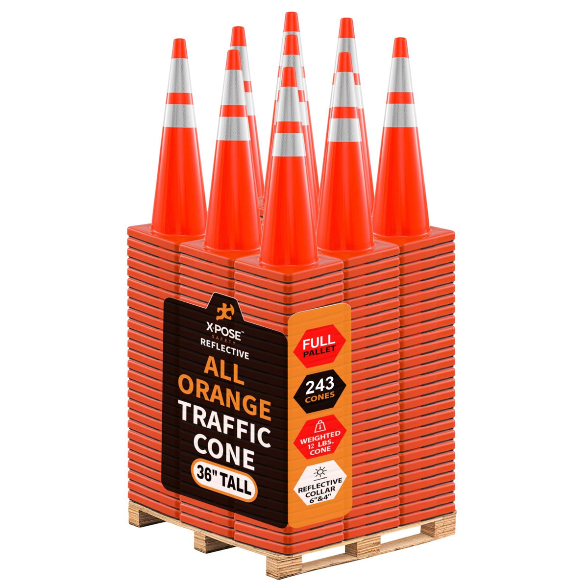 36" All Orange Traffic Cone