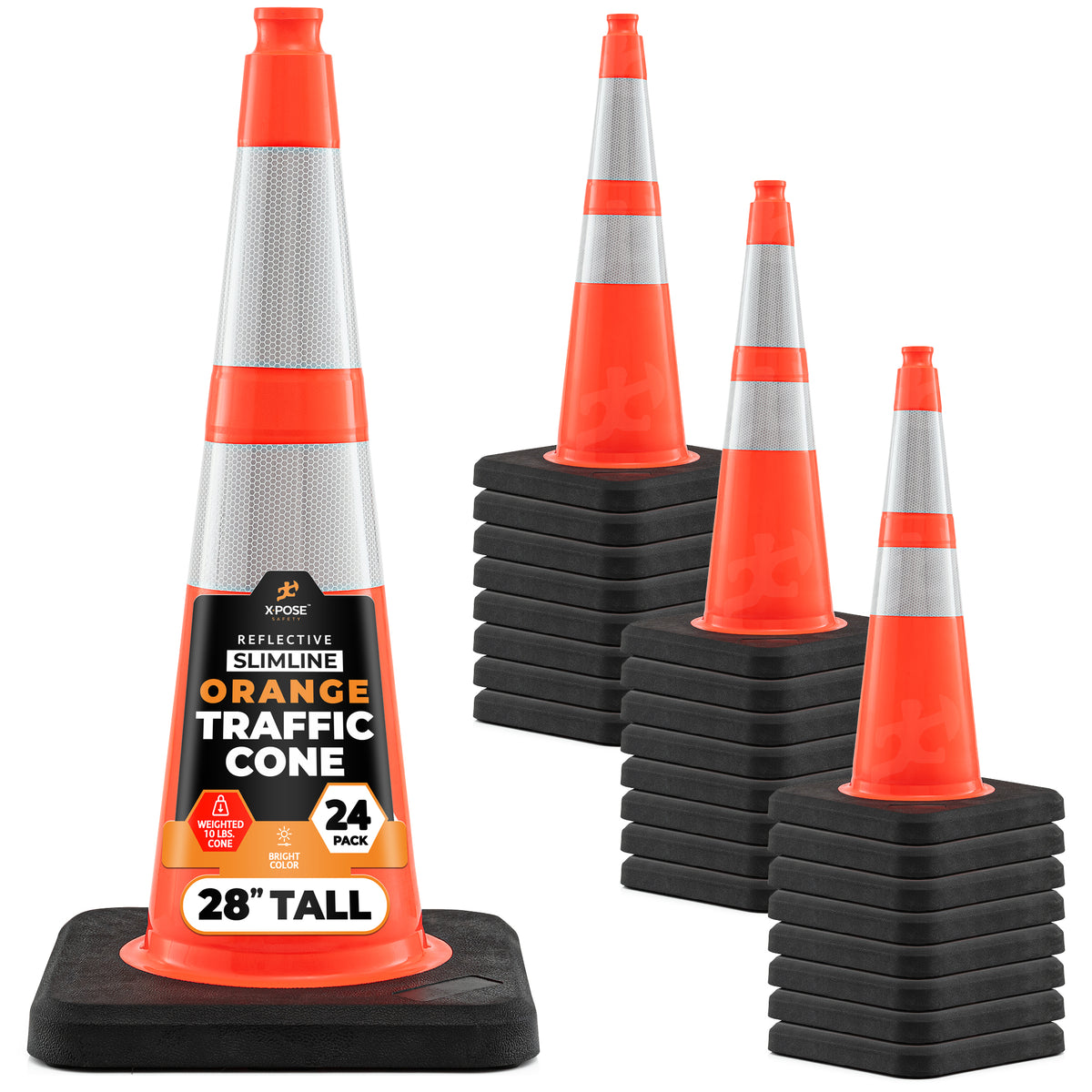 28" Slimline Orange Traffic Cone