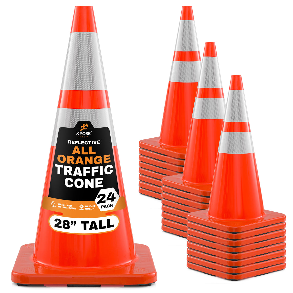 28" All Orange Traffic Cone