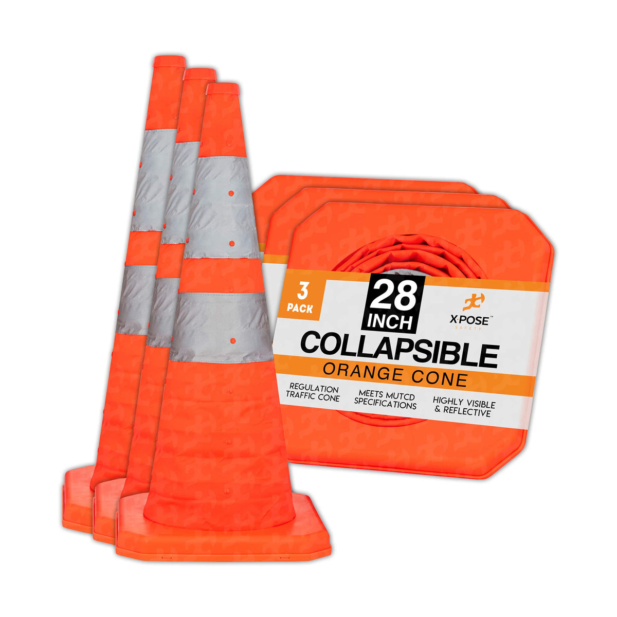 28" Orange Collapsible Traffic Cone