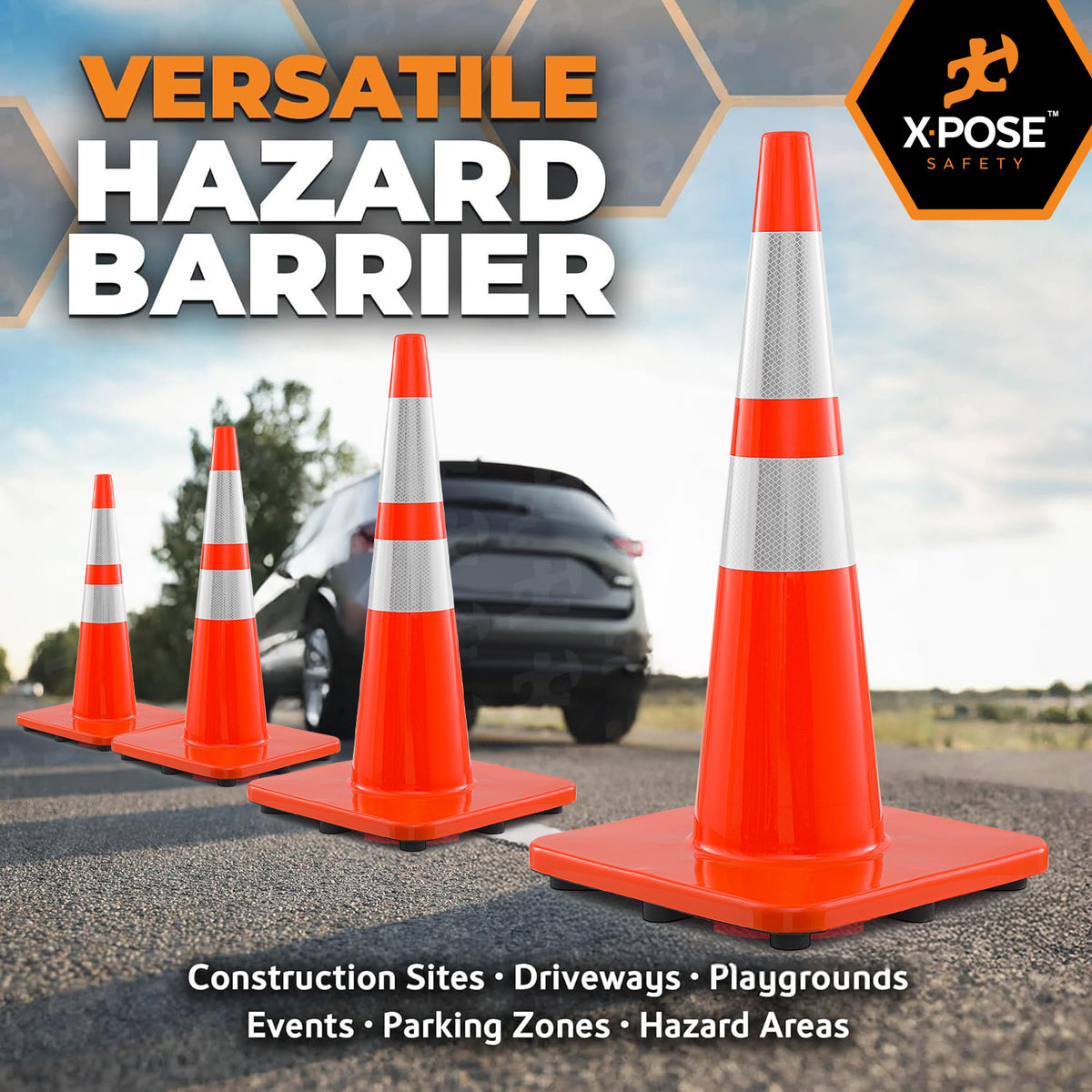 28" Slimline All Orange Traffic Cone