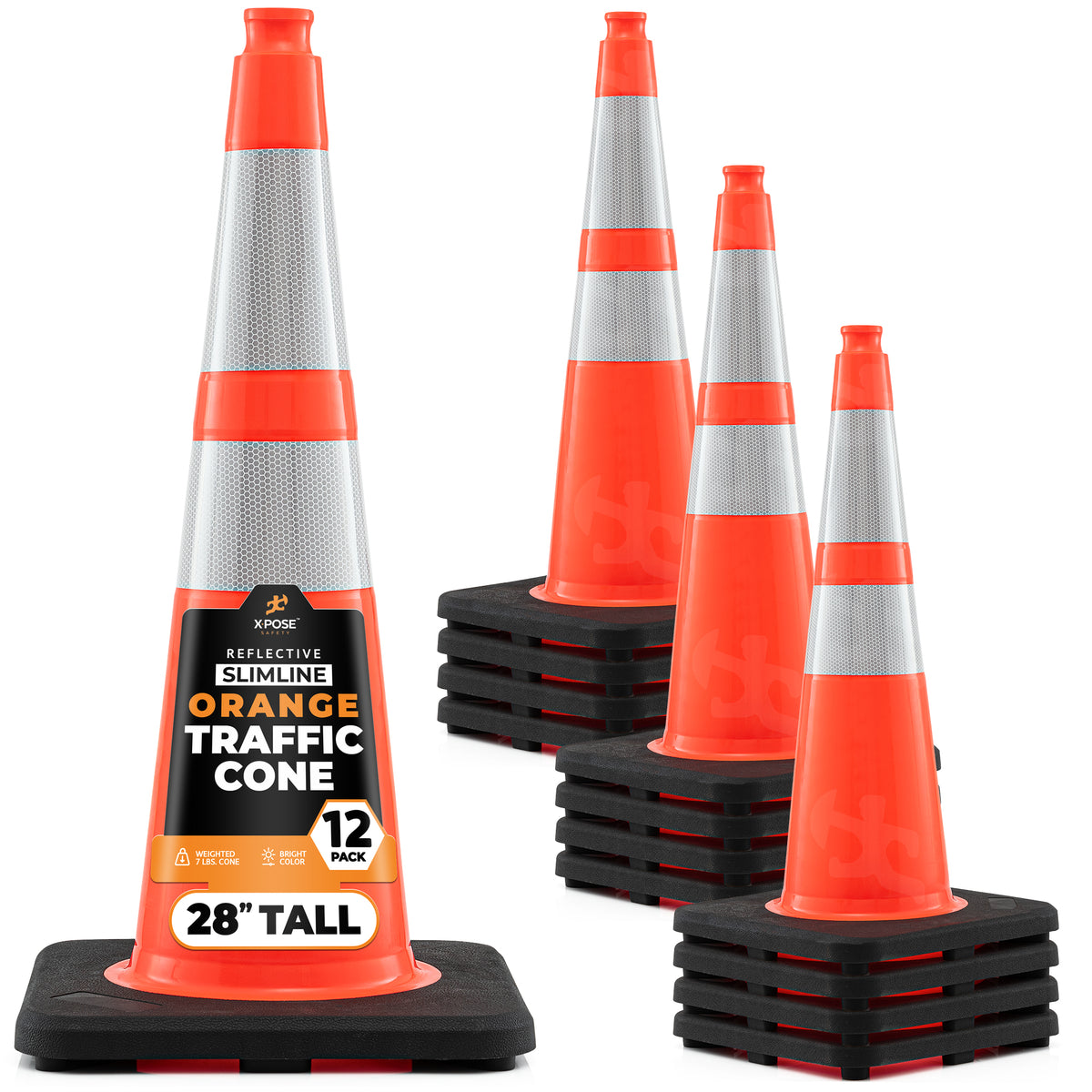 28" Slimline Orange Traffic Cone