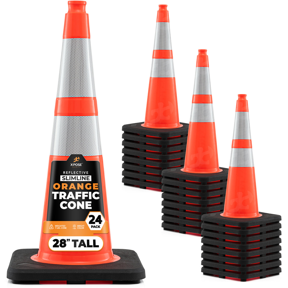 28" Slimline Orange Traffic Cone