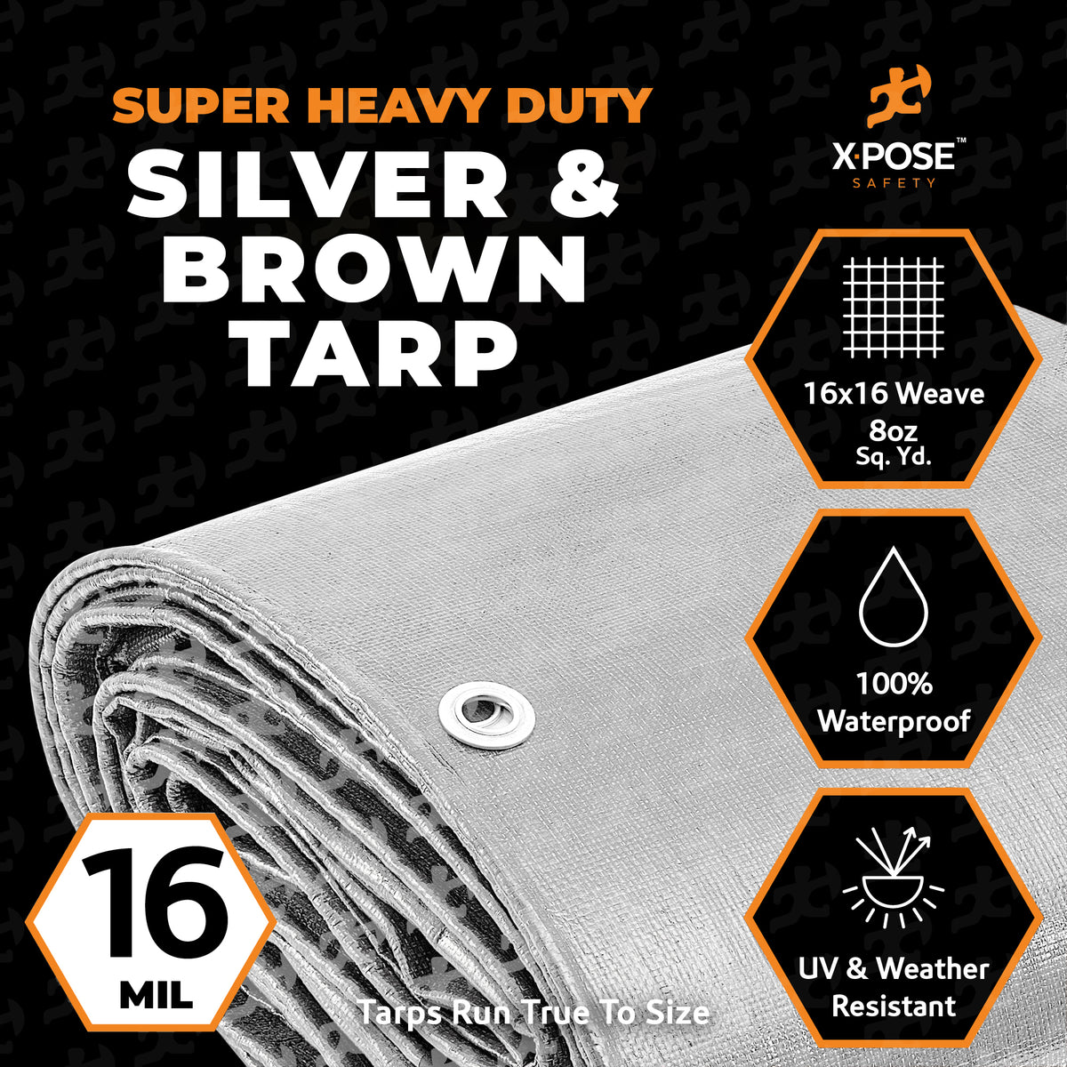 16 Mil Silver/Brown Super Heavy Duty Poly Tarp