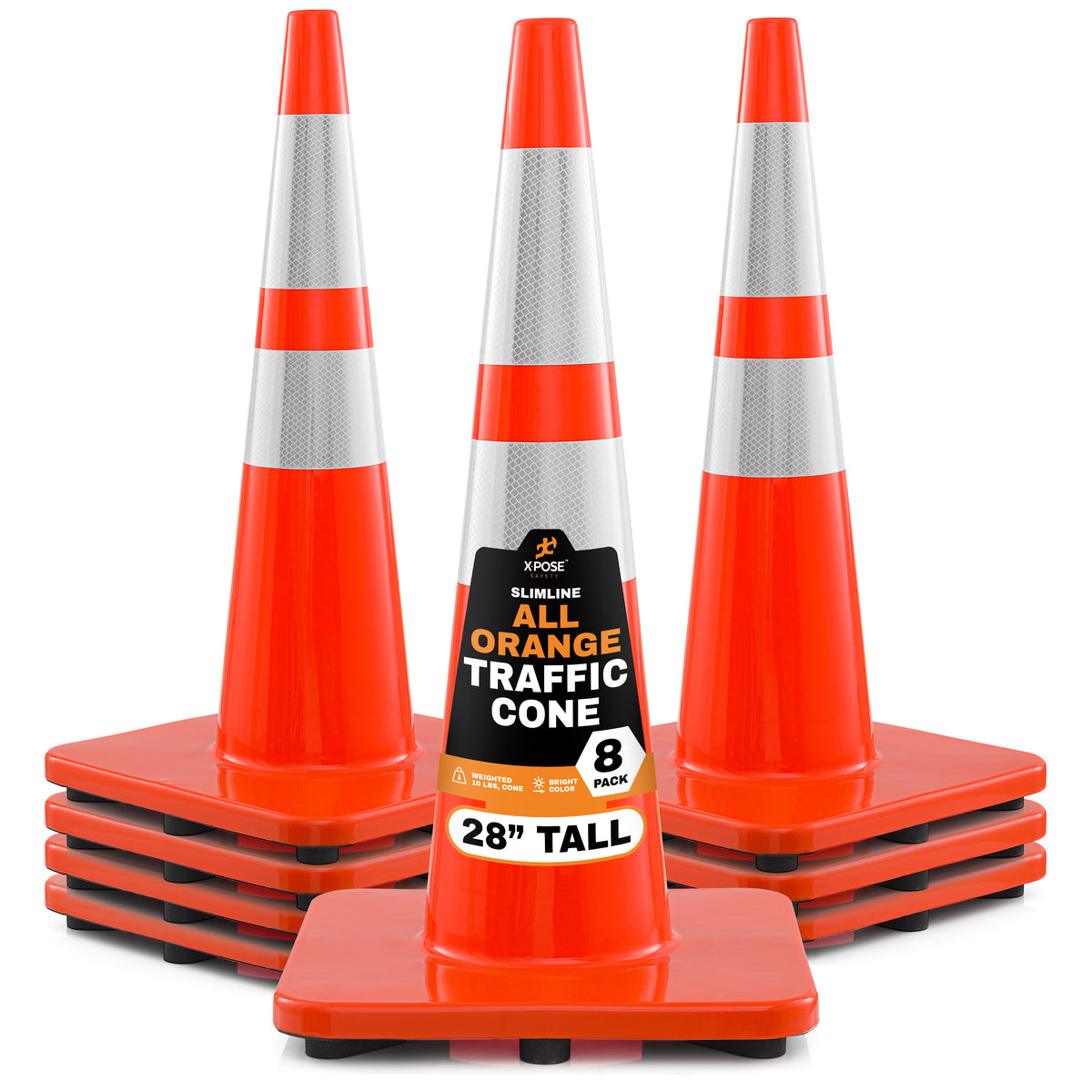 28" Slimline All Orange Traffic Cone