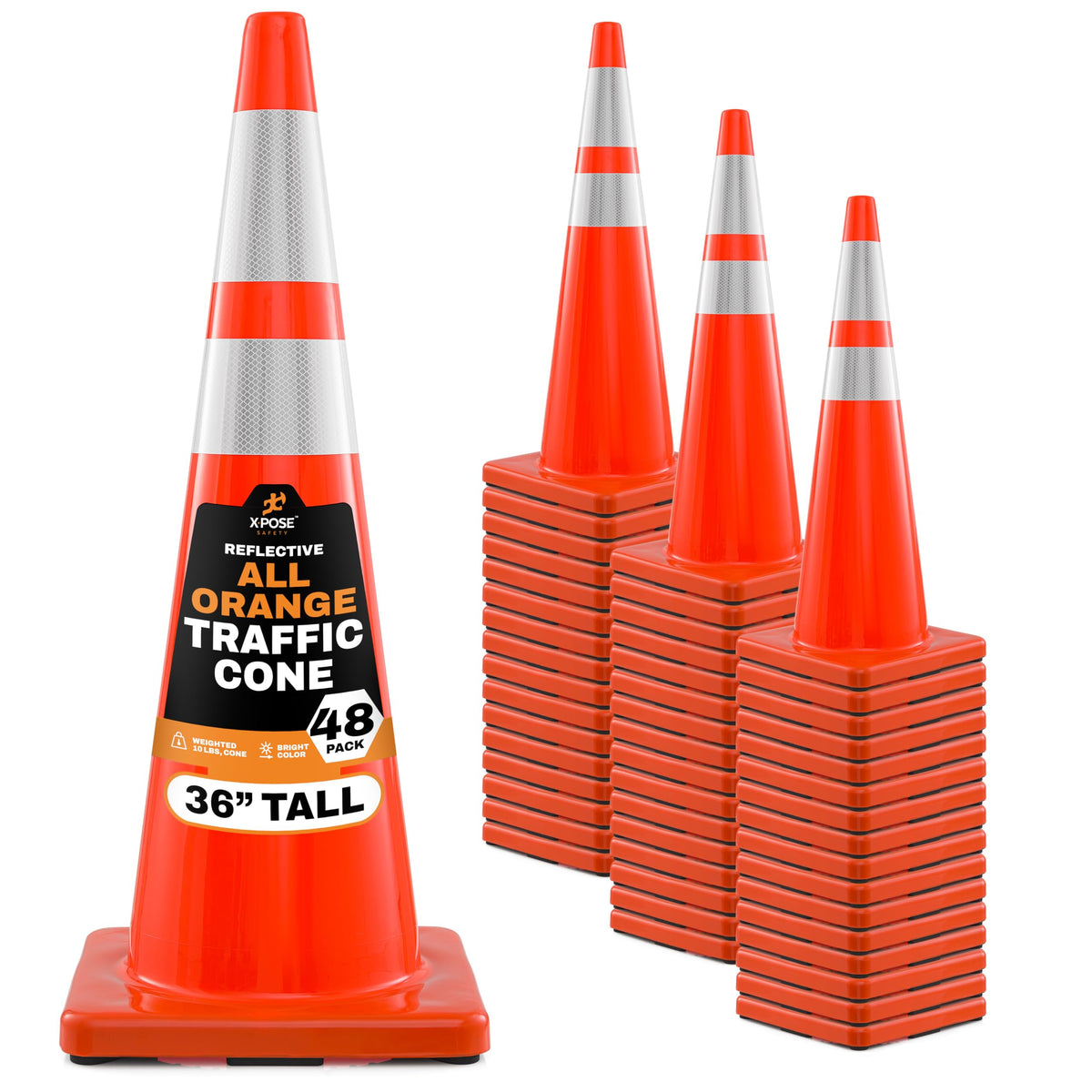 36" All Orange Traffic Cone