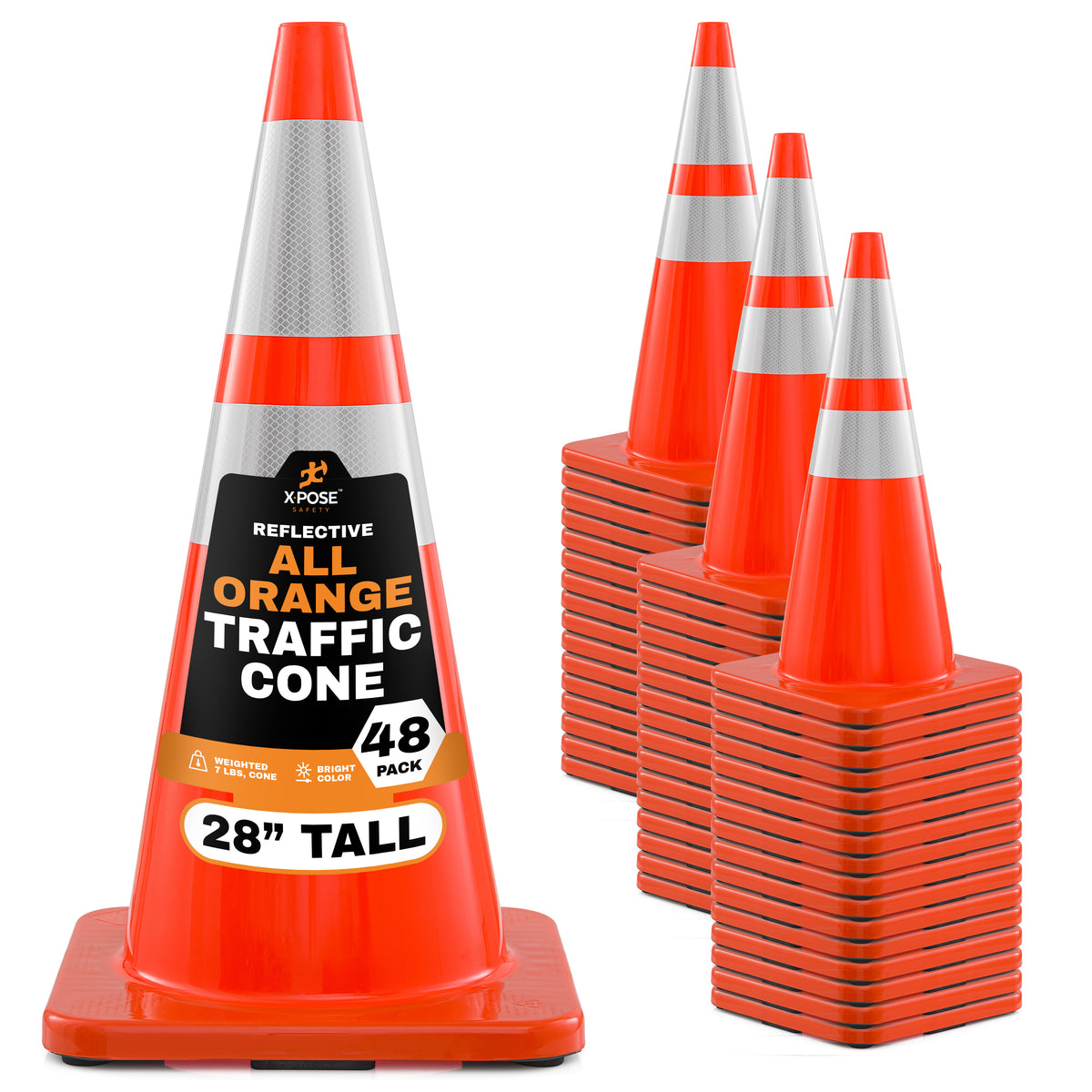 28" All Orange Traffic Cone